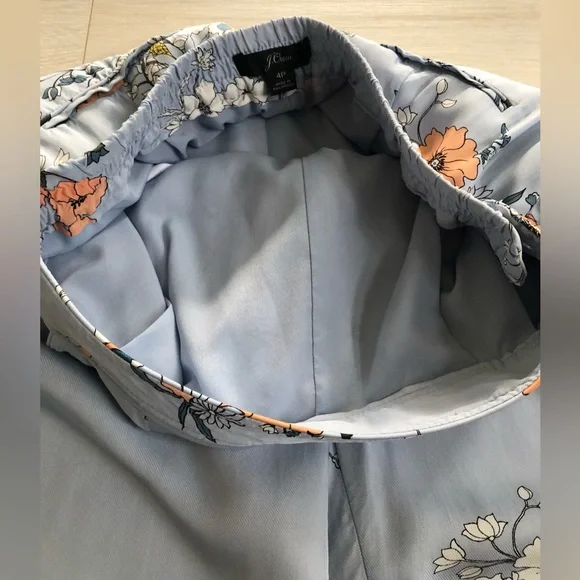 J. Crew Garden Floral Sky Blue Silky High-rise Pocket Pants - Picture 16 of 16
